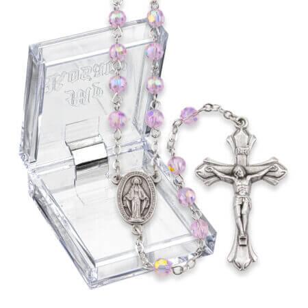 Birthstone October Rosary Pink Crystal