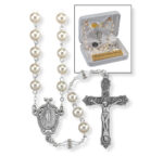Deluxe April Birthstone Imitation Pearl Rosary