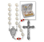 Deluxe July Birthstone Imitation Pearl Rosary