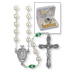 Deluxe May Birthstone Imitation Pearl Rosary