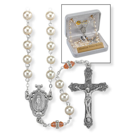 Deluxe November Birthstone Imitation Pearl Rosary