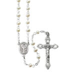 5mm Genuine White Freshwater Pearl Rosary in a Grey Velvet Box