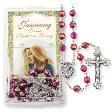 January-Garnet Birthstone Rosary Quantity of 10