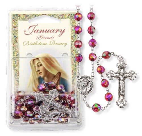 January-Garnet Birthstone Rosary Quantity of 10