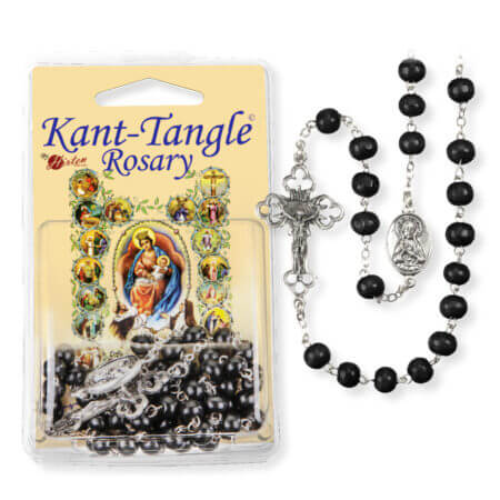 Round Black Wood Bead Kant-Tangle Rosary Quantity of 10