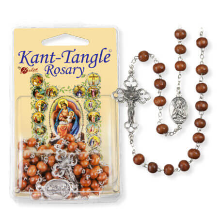 Round Brown Wood Bead "Kant-Tangle Rosary Quantity of 10