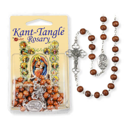 Round Brown Wood Bead "Kant-Tangle Rosary Quantity of 10
