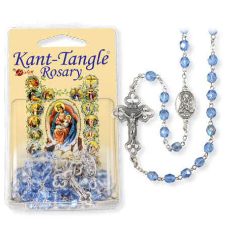 7mm Aurora Borealis Blue Crystal Kant Tangle Rosary Quantity of 10