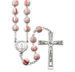 8mm Red Grained Round Wood Bead Rosary