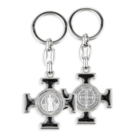 Saint Benedict Keychain Antique Silver Pack of 3